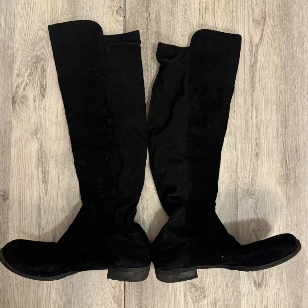 Guess Black Suede Knee-High Boots